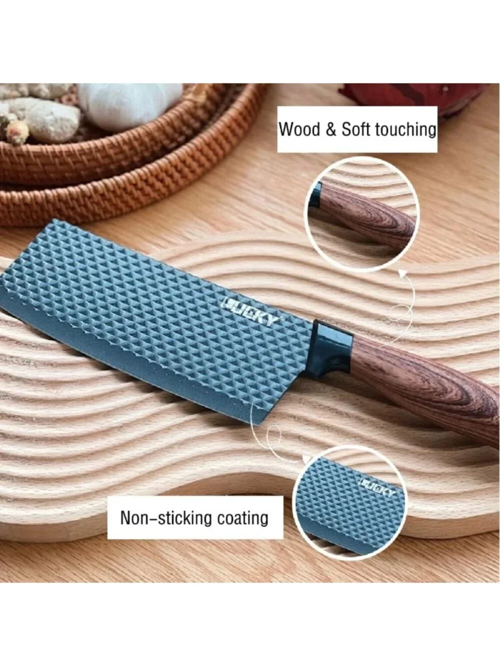 6-Piece Black Kitchen Knife Set - Sharp, Non-Stick Stainless Steel with Block